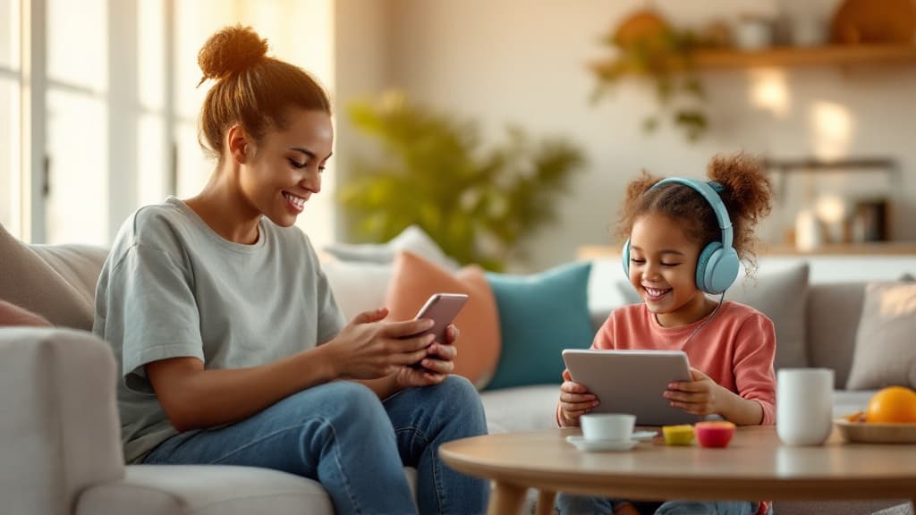 Parent monitoring child's online gaming safely